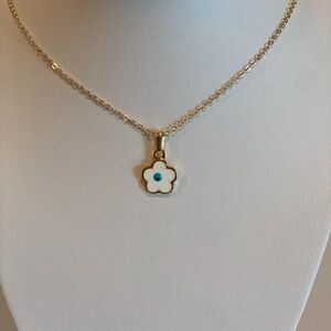Evil eye flower charm and adjustable chain #0025